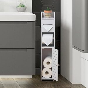 tuoxinem small bathroom storage cabinet with one rod for small spaces,over the toilet storage cabinet for bathroom storage,slim toilet paper storage cabinet with 4 tier design,fit mega roll (white)