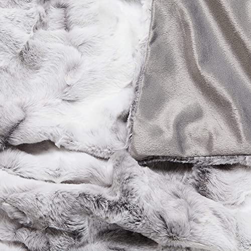 Outrageously Soft Throw Blanket - Ultra Plush Minky Faux Fur Blanket - Oversized 60 x 80 Inches - Gray