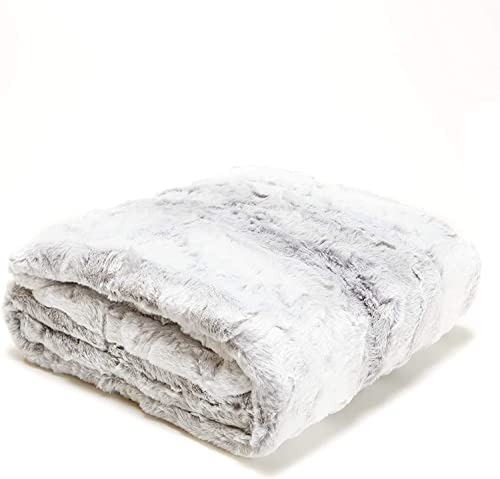 Outrageously Soft Throw Blanket - Ultra Plush Minky Faux Fur Blanket - Oversized 60 x 80 Inches - Gray