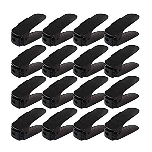 RRSFTH 16 Pcs Adjustable Shoe Holders Plastic Storage Shoe Stacker Slots Shoe Racks Organizers Shoe Display Space Saver For Girls Ladies And Family