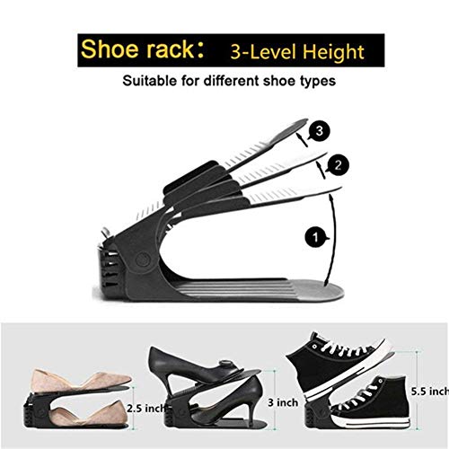 RRSFTH 16 Pcs Adjustable Shoe Holders Plastic Storage Shoe Stacker Slots Shoe Racks Organizers Shoe Display Space Saver For Girls Ladies And Family