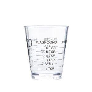 chef craft classic plastic shot glass measurer, 1 ounce teaspoon/tablespoon, clear