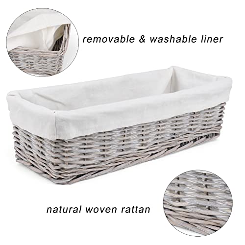 SOUJOY 2 Pack Bathroom Wicker Baskets for Organizing, Toilet Paper Basket Storage Basket, Toilet Tank Top Bin with Removable Liner, Decorative Basket for Closet, Bedroom, Bathroom, Entryway, Office