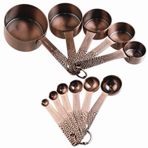 measuring cups and spoons set, copper measuring cups and spoons, stainless steel measuring cups and spoons, 5 measurer cups 6 measure spoons, copper measure cups, copper measuring spoons