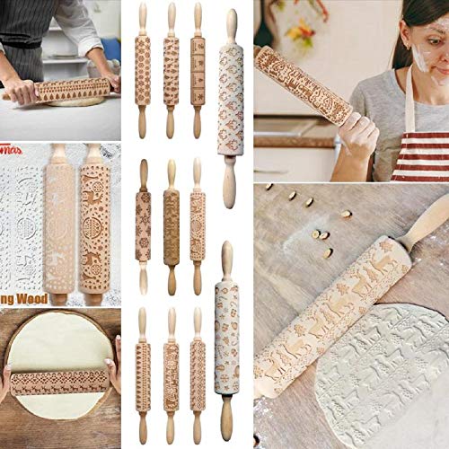 rolling pins for baking,embossed rolling pin, Engraved Embossing Rolling Pin Kitchen Decor Tools for Baking Embossed Cookies,Birthday Gifts for Women, Gift for Women,Mom Birthday Gift(Flower)