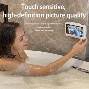 YACSEJAO Upgrade Shower Phone Holder 360° Rotation HD High Sensitivity Wall Mounted Waterproof Phone Case for Shower Bathroom Bathtub Kitchen (Gray)