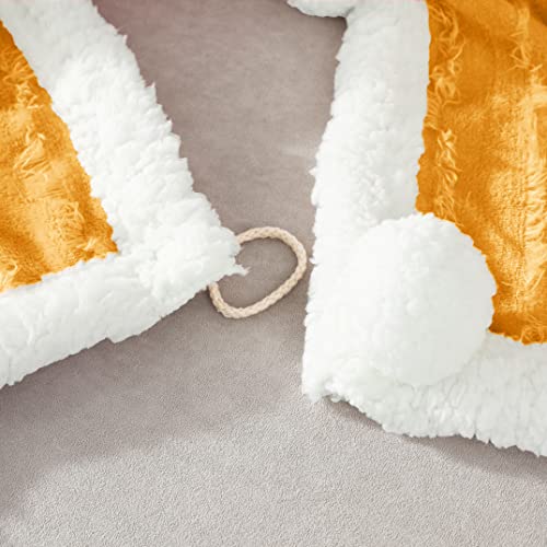 Exclusivo Mezcla Tassel Fleece Throw Blanket for Couch, Sofa, Bed, Soft Wrap Poncho Blanket, Lightweight and Warm (50x70 Inches, Mustard Yellow)