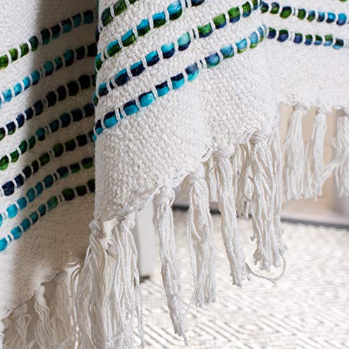 Safavieh Home Landra Blue and White 60 x 72-inch Fringe Blanket Throw