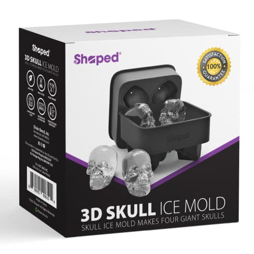 Shaped 3D Large Skull Ice Cube Mold Tray, Stackable Silicone Round Ice Maker for Whiskey Drinkers, Bartenders, Gift Exchanges, Home Bars and Holiday Gifts