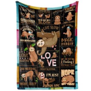 innobeta sloth throw blanket, sloth gifts for women adults and kids, flannel blankets for sofa couch bed, christmas, birthday, thanksgiving, 50" x 65"