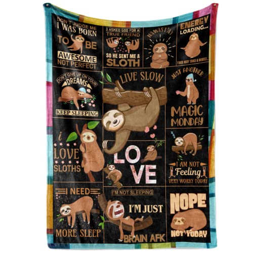 InnoBeta Sloth Throw Blanket, Sloth Gifts for Women Adults and Kids, Flannel Blankets for Sofa Couch Bed, Christmas, Birthday, Thanksgiving, 50" x 65"