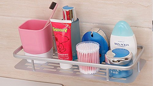 Aluminum Adhesive Rack Storage Space Rack No Drilling No Nailing Bathroom Shelf Organizer