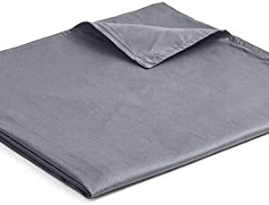 YnM Weighted Blanket with Cotton Duvet Bundle (48''x72'' 15lbs), Suit for One Person(~140lb) Use on Twin/Full Bed | Dark Grey