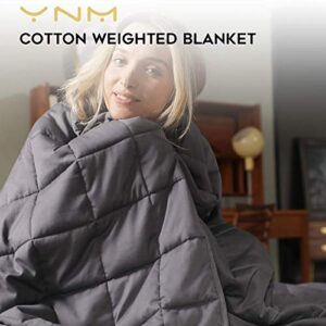 YnM Weighted Blanket with Cotton Duvet Bundle (48''x72'' 15lbs), Suit for One Person(~140lb) Use on Twin/Full Bed | Dark Grey