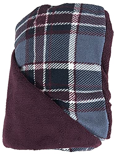 Biddeford Blankets Micro Plush Electric Heated Blanket with Digital Controller, Throw, Burgundy/Grey Plaid