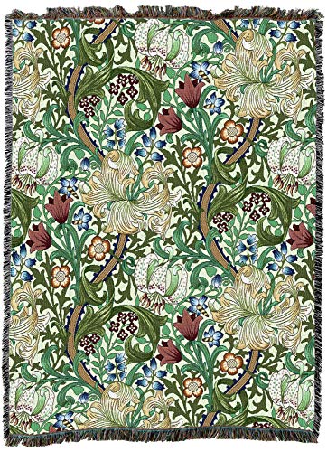 Pure Country Weavers William Morris Golden Lily Blanket - Arts & Crafts - Gift Tapestry Throw Woven from Cotton - Made in The USA (72x54)