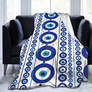 Blue Greek Evil Eye Amulet Nazar Throw Blanket for Sofa Comforter Couch Bed Recliner Living Room Bedroom Decor 30X40 inch