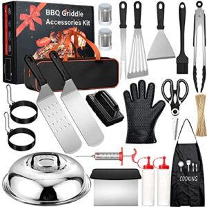 griddle accessories kit,121pc grill griddle accessories set for camp chef, professional flat top griddle accessories tool kit with slotted spatula, scraper, bottle, tongs, egg ring (a)