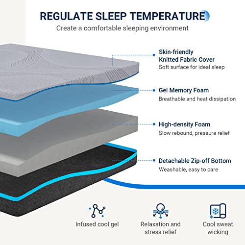 Avenco Full Size Mattress, 10 Inch Gel Memory Foam Mattress in a Box Full with Breathable Cover for Cool Sleep, Pressure Relief, Shaped Cuting Technology Medium Firm Supportive, CertiPUR-US Certified