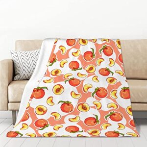 peach throw blanket super soft warm bed blankets for couch bedroom sofa office car, all season cozy flannel plush blanket for girls boys adults, 70 x 50 inch