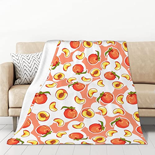 Peach Throw Blanket Super Soft Warm Bed Blankets for Couch Bedroom Sofa Office Car, All Season Cozy Flannel Plush Blanket for Girls Boys Adults, 70 X 50 Inch