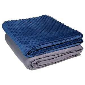 JSO Home Cooling Weighted Blanket 15 Lbs - Full Twin Weighted Blanket for Adults - 48" X 72" Grey W/Blue Minky Duvet