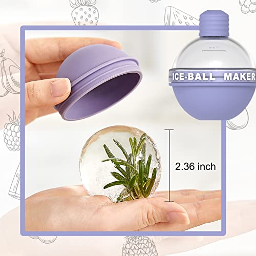 Ice Cube Tray, Ice Ball Maker, Candy Color Ice Ball Maker Mold, Round Silicone Ice Cube Mold, 2.5 Inch Whiskey Ice Mold for Whiskey and Cocktails, Creative Gift for Family and Friends