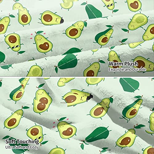 Firuacx Cute Avocados Fleece Throw Blanket 60x50 inch, Cartoon Green Avocado Cozy Plush Warm Lightweight Travel Blankets for Bedroom Living Rooms Sofa Beds Office