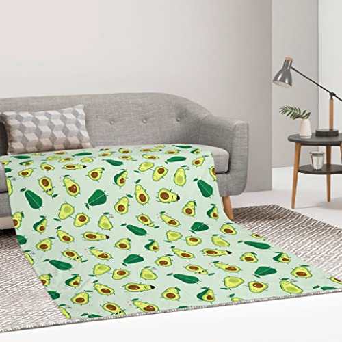 Firuacx Cute Avocados Fleece Throw Blanket 60x50 inch, Cartoon Green Avocado Cozy Plush Warm Lightweight Travel Blankets for Bedroom Living Rooms Sofa Beds Office