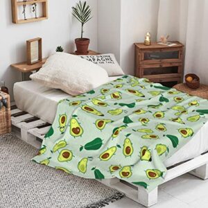 Firuacx Cute Avocados Fleece Throw Blanket 60x50 inch, Cartoon Green Avocado Cozy Plush Warm Lightweight Travel Blankets for Bedroom Living Rooms Sofa Beds Office