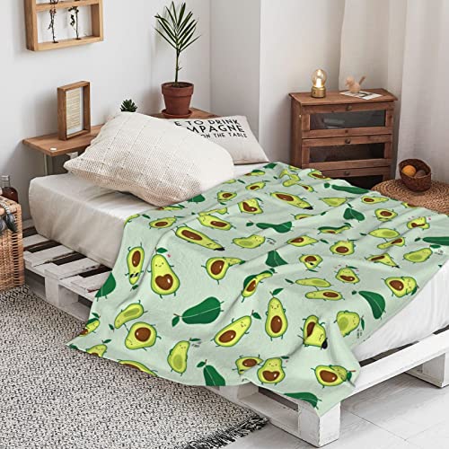 Firuacx Cute Avocados Fleece Throw Blanket 60x50 inch, Cartoon Green Avocado Cozy Plush Warm Lightweight Travel Blankets for Bedroom Living Rooms Sofa Beds Office