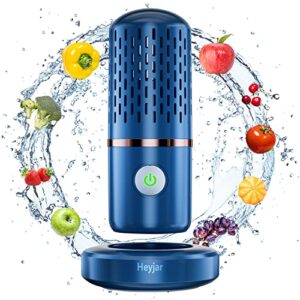 heyjar fruit and vegetable washing machine, fruit cleaner device,fruit purifier for with oh-ion purification technology for cleaning fruit,vegetable,rice,tableware (blue)