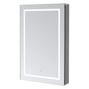 aquadom royale basic q 24in x 30in x 5in left hinge led medicine mirror cabinet recessed surface mounted, dimmer, touch screen button