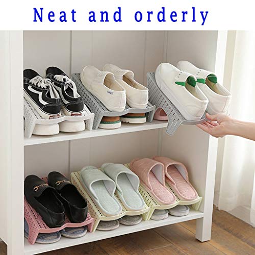 LKH 15 Pcs Pack Shoe Organizer ▏ Shoe Storage ▏ Shoe Organizer for Closet ▏ Shoe Slots ▏ Shoe Slots Space Saver (Color : Pink)