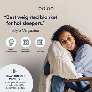 Baloo Soft 20lb Full/Queen Weighted Blanket with Removable Linen Cover - Heavy Cotton Quilted Blanket - White, 60x80 inches Living