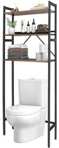 over-the-toilet storage rack 3-tier bathroom organizer shelf, space saver toilet stands for washroom laundry room, rustic brown and black