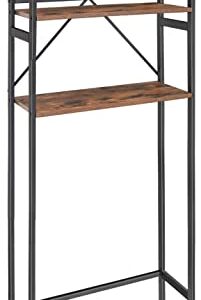 Over-The-Toilet Storage Rack 3-Tier Bathroom Organizer Shelf, Space Saver Toilet Stands for Washroom Laundry Room, Rustic Brown and Black