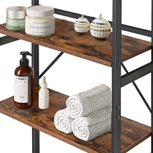 Over-The-Toilet Storage Rack 3-Tier Bathroom Organizer Shelf, Space Saver Toilet Stands for Washroom Laundry Room, Rustic Brown and Black