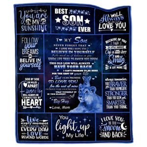 dulkjio gifts for son from mom, to my son blanket from mom, son gifts from mom, birthday gifts for son, son graduation gift ideas, son birthday gifts soft flannel throw blanket 50"x60"