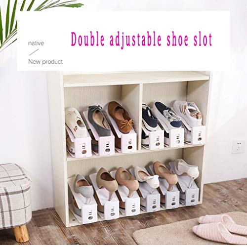 LKH White Shoe Organizer, Shoe Racks for Closets, Shoe Slots Space Saver, Shoe Stackers, Shoe Slots Space Saver - 12 Pack (Color : White)
