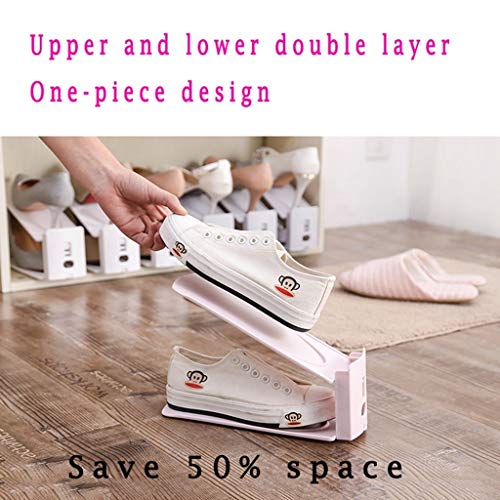 LKH White Shoe Organizer, Shoe Racks for Closets, Shoe Slots Space Saver, Shoe Stackers, Shoe Slots Space Saver - 12 Pack (Color : White)