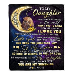 centurytee personalized to my daughter blanket from mom dad positive energy encourage brave little bear daughter birthday christmas thanksgiving customized fleece blanket (60 x 80 inches - adult size)
