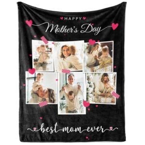 lacabin mothers day personalized gifts for mom custom blanket: made in usa - customizable blanket with photos text customized picture collage throw blanket birthday gift from daughter son, 7 sizes