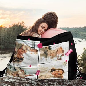 Lacabin Mothers Day Personalized Gifts for Mom Custom Blanket: Made in USA - Customizable Blanket with Photos Text Customized Picture Collage Throw Blanket Birthday Gift from Daughter Son, 7 Sizes