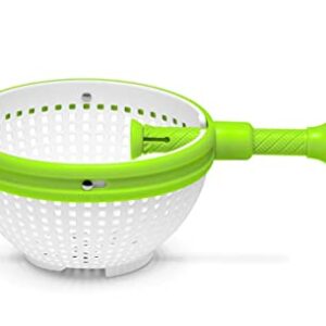 Dreamfarm Spina | Easy-To-Use Salad Spinner | Non-Scratch, Nylon Spinning Colander | Lettuce Spinner | Colander with Collapsible Handle | White & Green