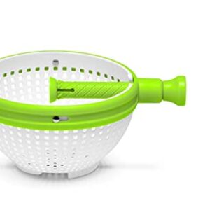 Dreamfarm Spina | Easy-To-Use Salad Spinner | Non-Scratch, Nylon Spinning Colander | Lettuce Spinner | Colander with Collapsible Handle | White & Green