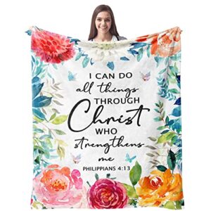 cujuyo christian gifts for women blanket 60"x50", inspirational religious gifts for women throw blanket, catholic spiritual gifts for women, first communion gifts for girls catholic blankets throws