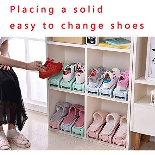 LKH Green Shoe Slots Space Saver, Shoe Organizers and Storage, Shoe Slots Organizer, Shoe Stack - 6 Piece Set (Color : Green)