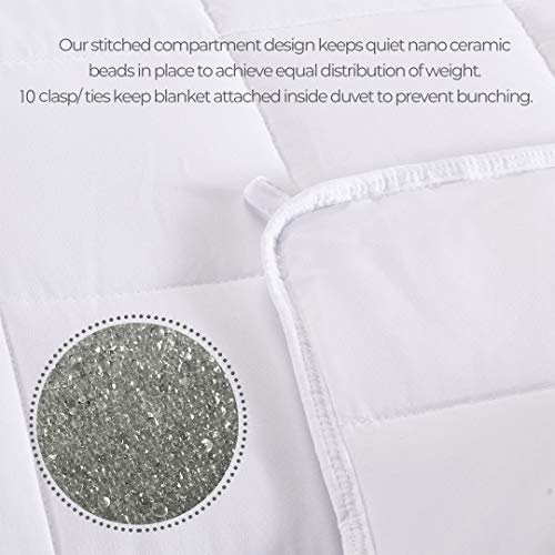 MP2 Glacier 20 lb Weighted Blanket with Cover with Nano-Ceramic Beads | Reversible Cooling & Warm Cover for Hot and Cold Sleepers, 60x80 Inches, Grey