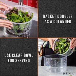 BINO | Salad Spinner - 2.75 Qt | Small Manual Lettuce Spinner | Salad Spinner with Salad Bowl for Serving | Fruit & Vegetable Basket & Spinner | Pasta and Herbs Spinner with Colander | Kitchen Gadgets